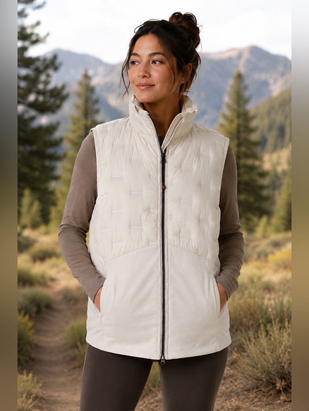 CALIA Cold Weather Run Vest XL Chantilly Ivory Hybrid Quilted Puffer NWT